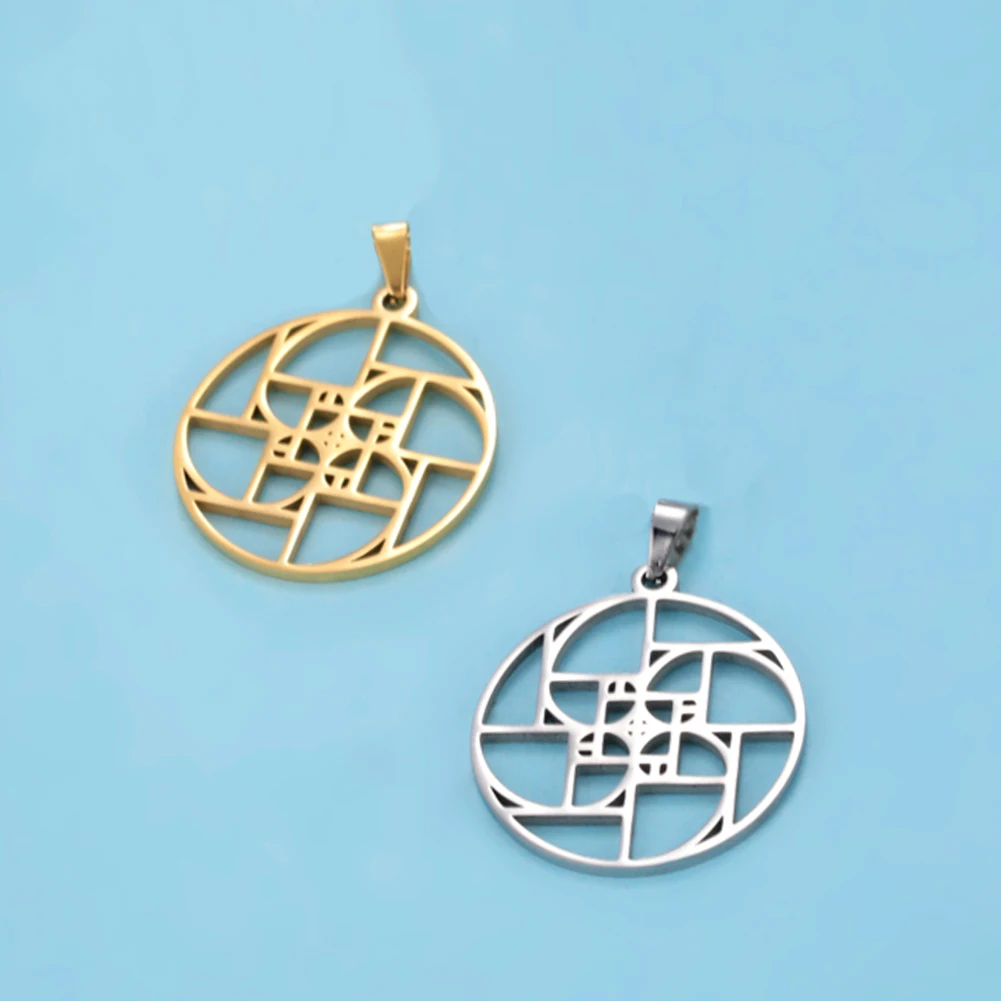 Dawapara Fibonacci Pendant Golden Ratio Rectangle Geometric Charms for Jewelry Making Stainless Steel Accessories