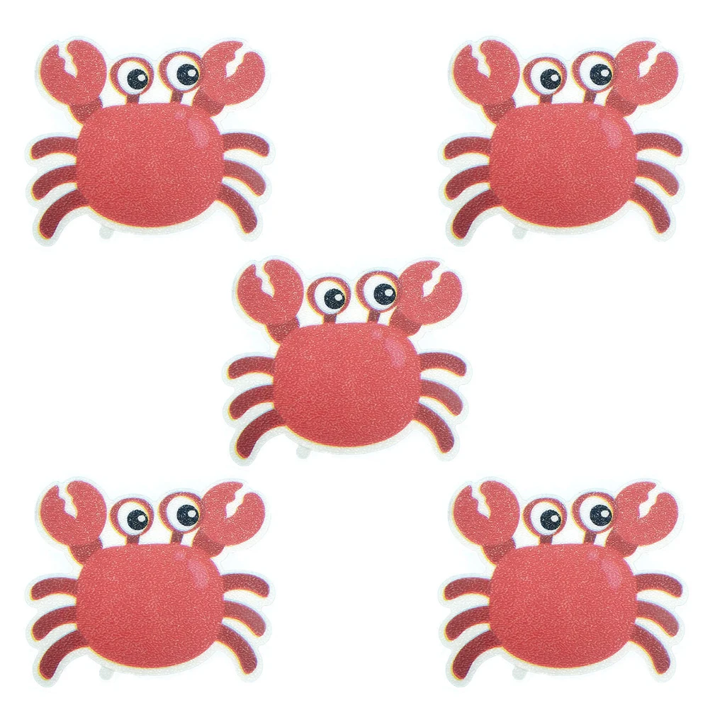 

5 Pcs Non-slip Bathroom Stickers PEVA Material Cartoon Crab Design Adhesive Bathtub Decals Red Kids Bath Accessories