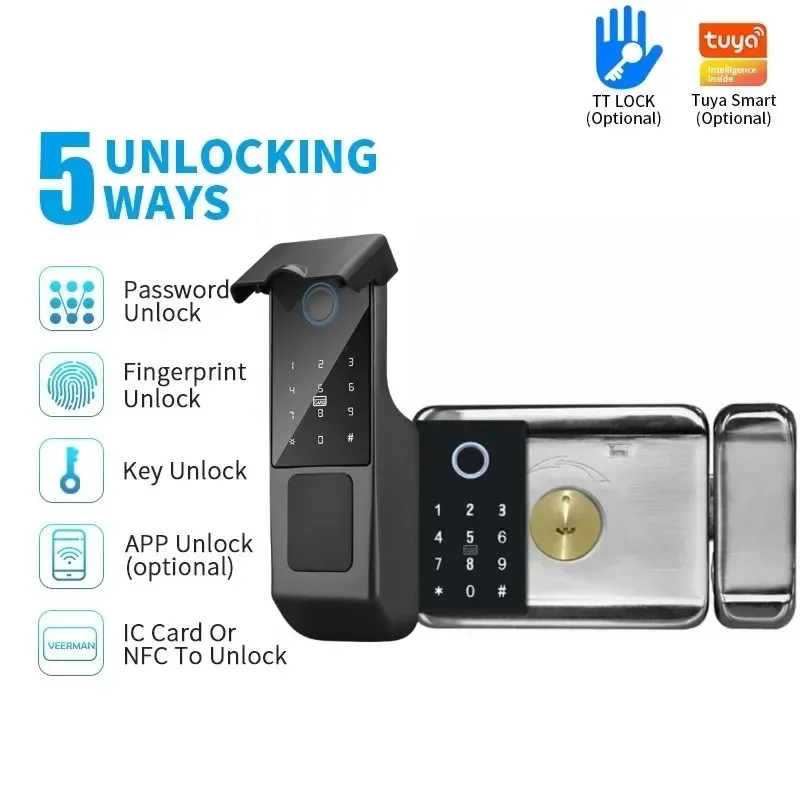 

IP68 Waterproof TUYA WIFI Fingerprint Magnetic Card NFC Password Key Unlock Courtyard Apartment Outdoor TTlock Smart Door Lock