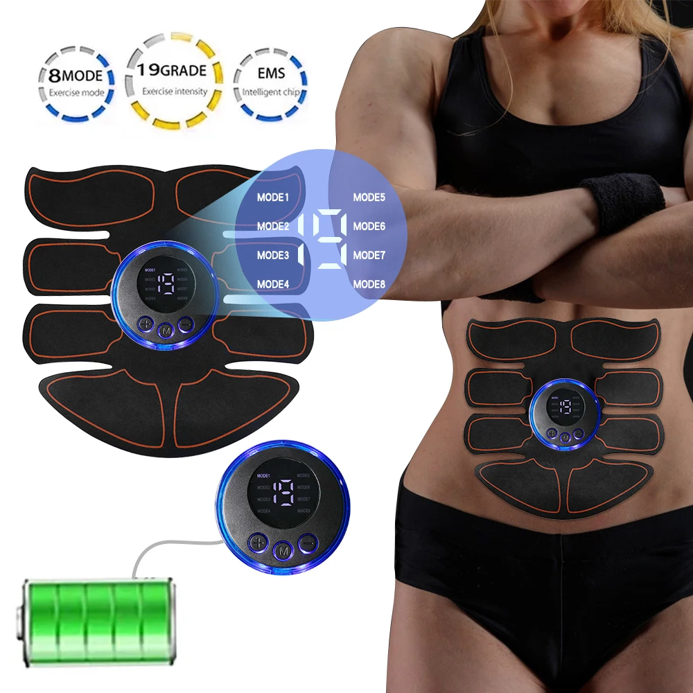 EMS Abdominal Muscle Stimulator Fitness ABS Training Patches Muscle Exercise Instrument Body Slimming Massager USB Charging