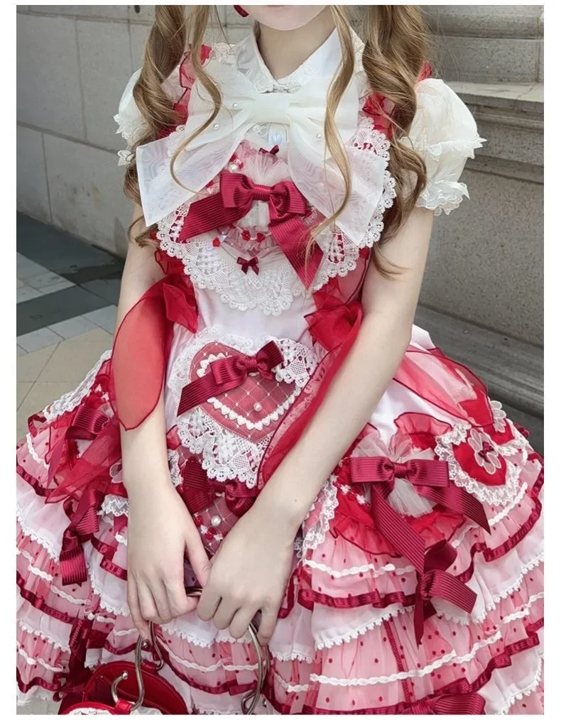 2026 new Summer Shirt Women's Bubble Sleeve Inner Top Blouses Sweet Girls Lolita Cute Bow Beaded Short-sleeved