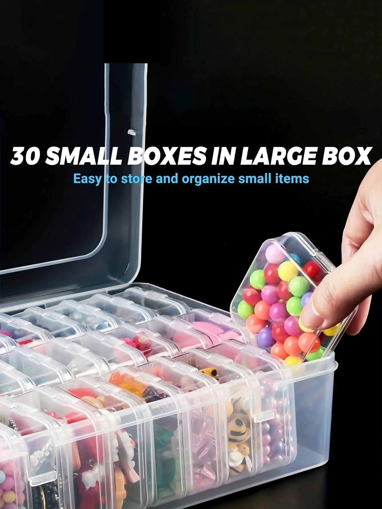 30pcs Transparent Plastic Storage Box Mini Grid Set