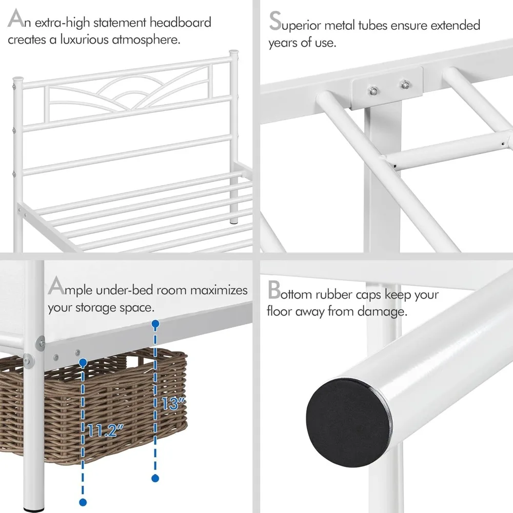 Rangka tempat tidur Platform logam matras kasur Foundation dengan desain papan kepala/kaki yang terinspirasi awan