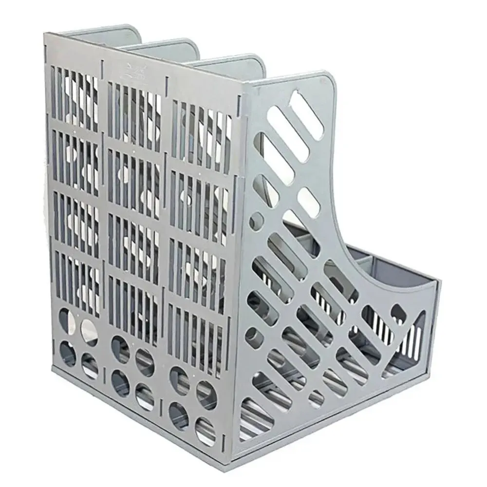 

Grey 3 Sections Magazine File Stand Holder Desk File Folder Office Desktop Book Ends Stand Holder Shelf Bookrack