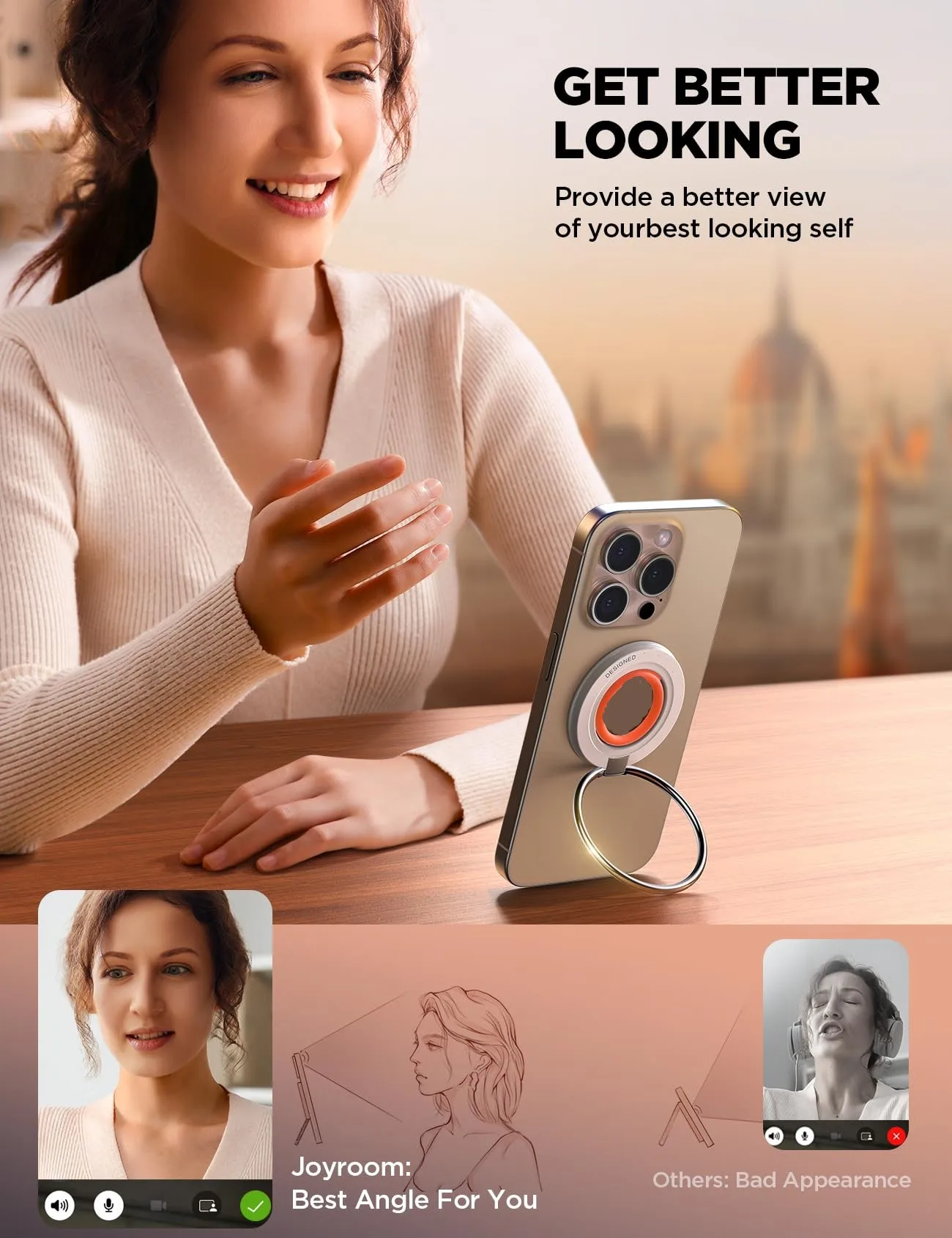 สำหรับ MagSafe ที่ยึดจับโทรศัพท์ขาตั้งห่วงยึดโทรศัพท์แม่เหล็กสำหรับ MagSafe แหวนโทรศัพท์กล้องสแน็ปสำหรับ iPhone 15 14 13