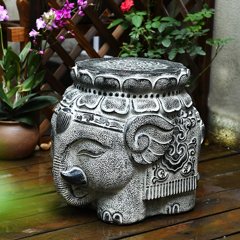 

Creative courtyard artificial stone pier outdoor animal elephant shoe changing stool imitation stone stool flower pier board sto