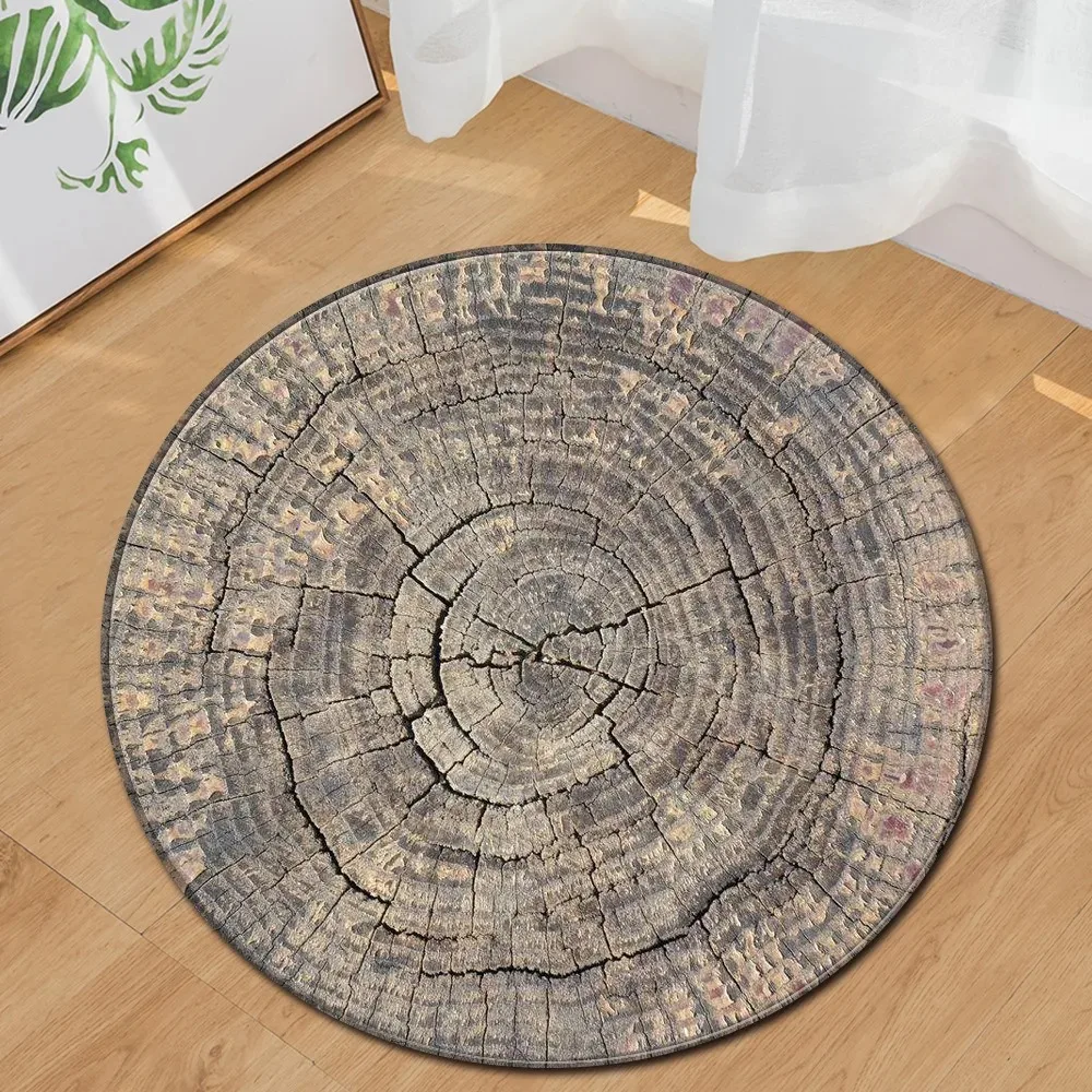 Round carpet living room bedroom home computer chair non-slip mat wood grain pattern home decoration bedside floor mat