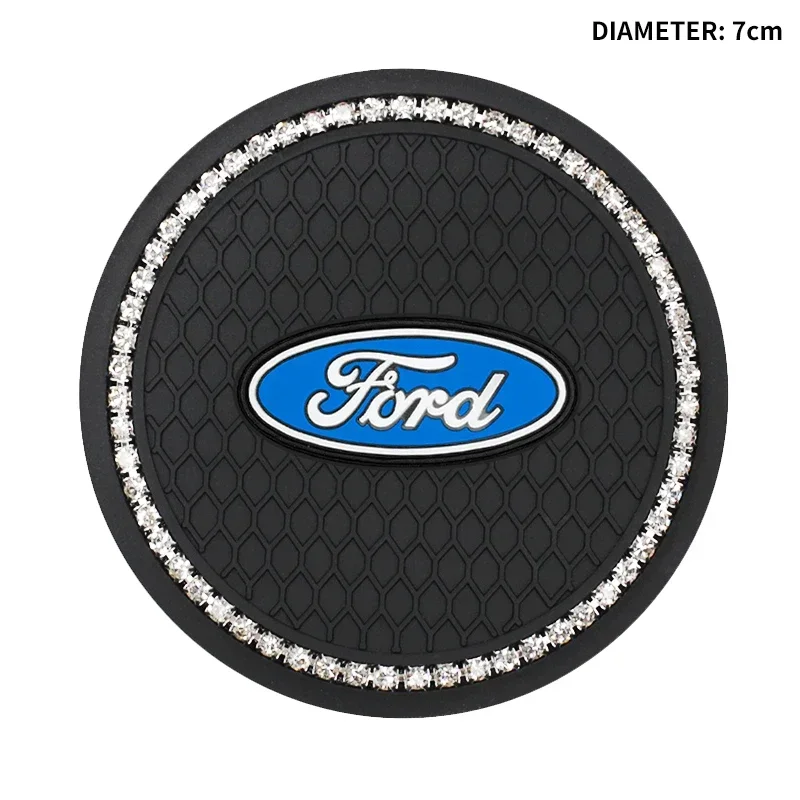 2pcs Non-slip Car Water Cup Pad Diamond Rhinestone Rubber Mat For Ford Mustang Raptor Fiesta Focus 1 2 3 4 Mondeo Kuga Fusion mk