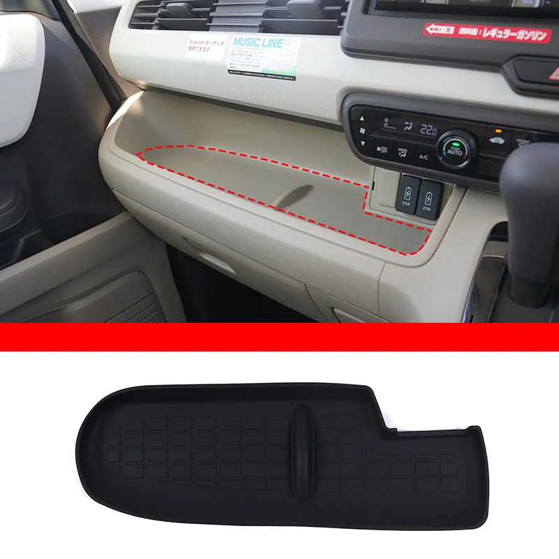 

For Honda N-BOX JF3 JF4 2017-2021 Silicone Black Car Passenger Storage Box Mat Car Interior Accessories