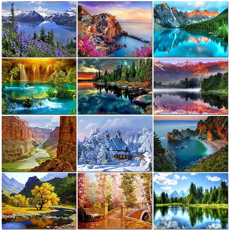 

PhotoCustom Painting By Numbers On Canvas With Frame Diy Kit For Adults Scenery Drawing Crafts Oil Picture Of Coloring By Number