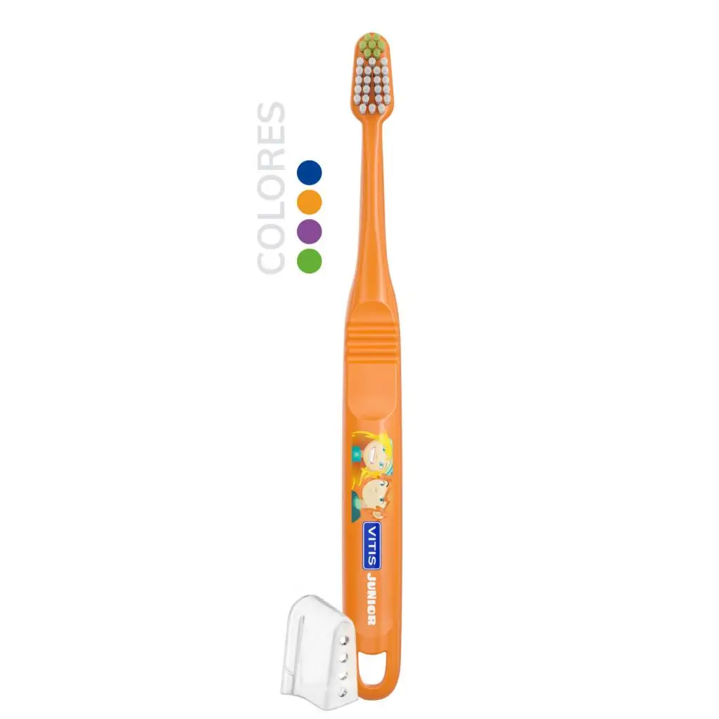 Vitis - Cepillo Dental VITIS Junior para Niños a Partir de 6 Años, Cabezal Pequeño y Filamentos Suaves Tynex® con Extremos Redondeados, Ideal para Higiene Bucal Diaria y Protección de Encías y Esmalte