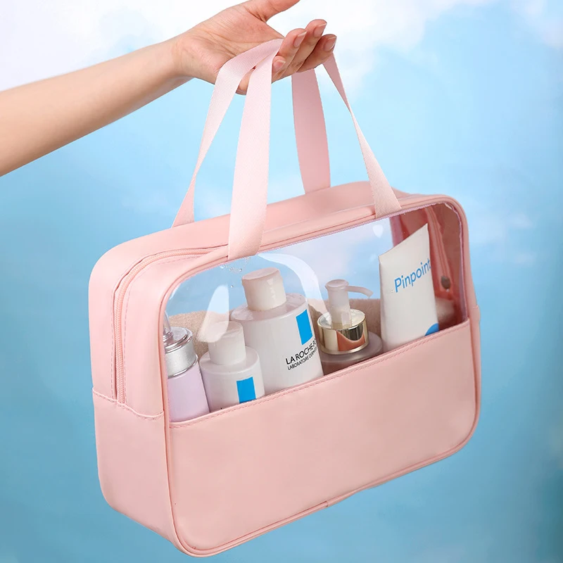 Transparent makeup bag, travel wash bag, beach waterproof storage bag, high aesthetic value, light luxury, Instagram style