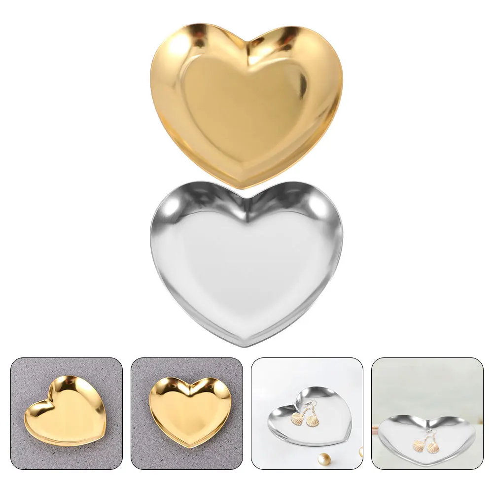 

Heart Shaped Stainless Steel Jewelry Tray Large Capacity Organizer for Rings Necklaces Vanity Display Tray Perfume Candy Dish