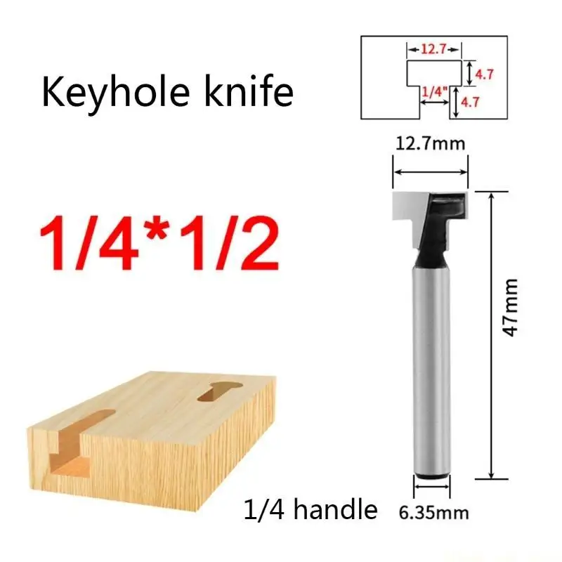 A2BE 3pcs 1/4 Inch 6mm Shank for T Slot Router Bit Set Bolt for Key Hole Bits Keyhole Woodworking Milling Cutter Tool