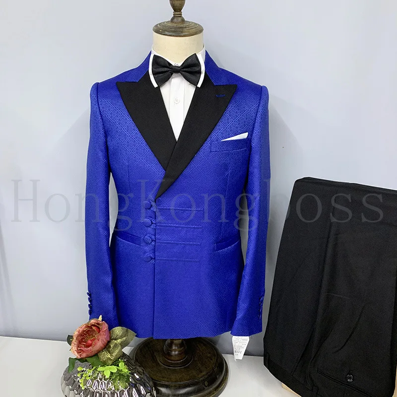 Men's Suit 2-Piece Set Pattern Material Pointed Lapel Single Breasted Blazer(Blazer+Pants)