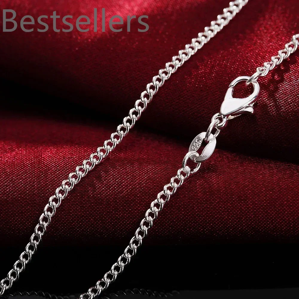 40-75cm 925 Sterling Silver Necklace 16/18/20/22/24/26/28/30 Inch 2MM String chain for Women Men for Jewelrys pendants