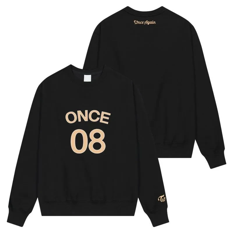 Twice Letter Print Zipper Sweater Oversize Retro Y2k Couple Harajuku Elegant Large Full Women Funny Cute Girls Chic Hoodie