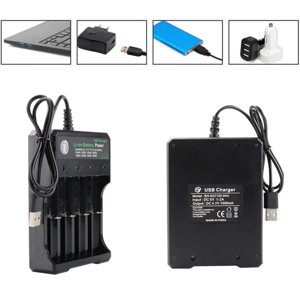 18650 Battery Charger 1 2 4 Slots Independent Charging 3.7V Li-ion Rechargeable Battery Charger for 10440 14500 16340 16650