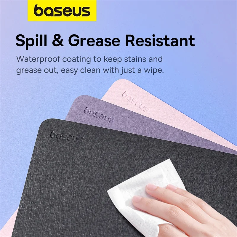 Baseus Simple Color PU Leather Mouse Mat Anti-slip Waterproof 26*21cm Mouse Pad School Supplies Office Accessories Desk Set