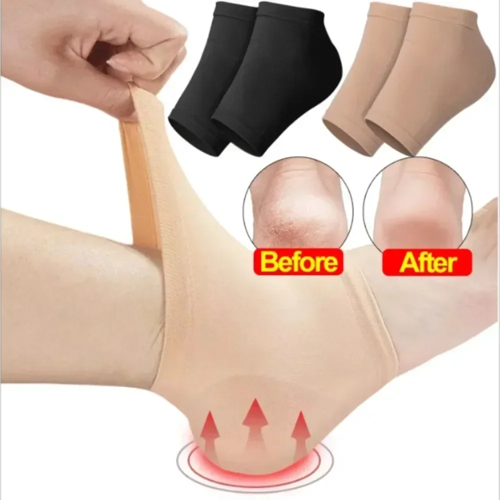 2Pcs Silicone Heel Protector Moisturizing Socks Anti-Crack Protective Cover Plantar Fasciitis Socks Pain Relief Foot Care Tool