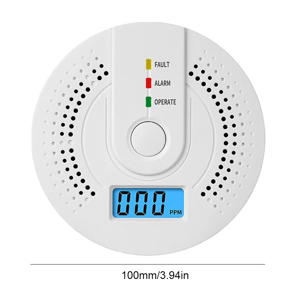 Rilevatore di monossido di carbonio Allarme monitor gas CO Rilevatore sensore CO alimentato a batteria con display digitale a LED per la casa, test di deposito