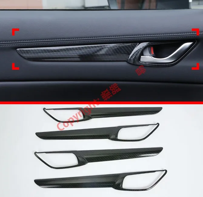 Carbon Fiber Style Interior Door Handle Cover Trim For Mazda CX-5 2017 2018 2019 Car Accessories Stickers