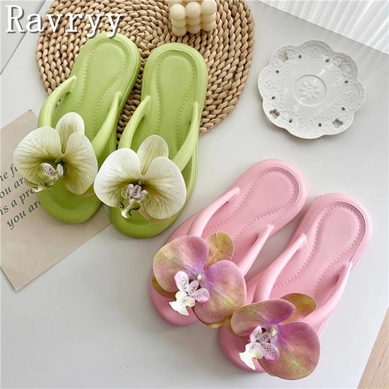 Summer New Butterfly Orchid Flip Flop Fairy Style Slippers EVA Soft Sole Girls Travel Beach Shoes(Size Fits Smallers Than Usual)