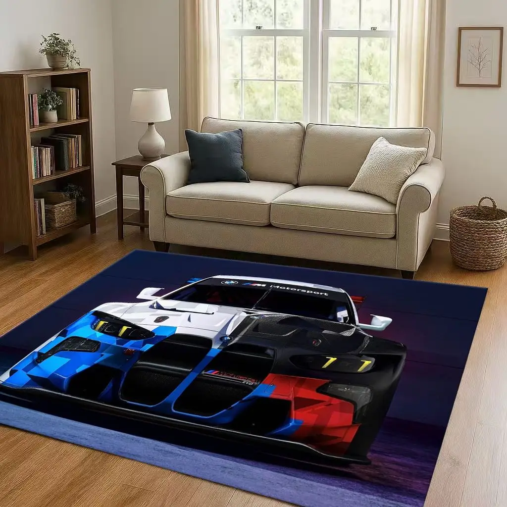 Classic E36 Racing Car Cartoon Art Moto Living Room Non-Slip Area Rug Carpet for Bedroom Playroom Sofa,Home Decor Doormat Gift