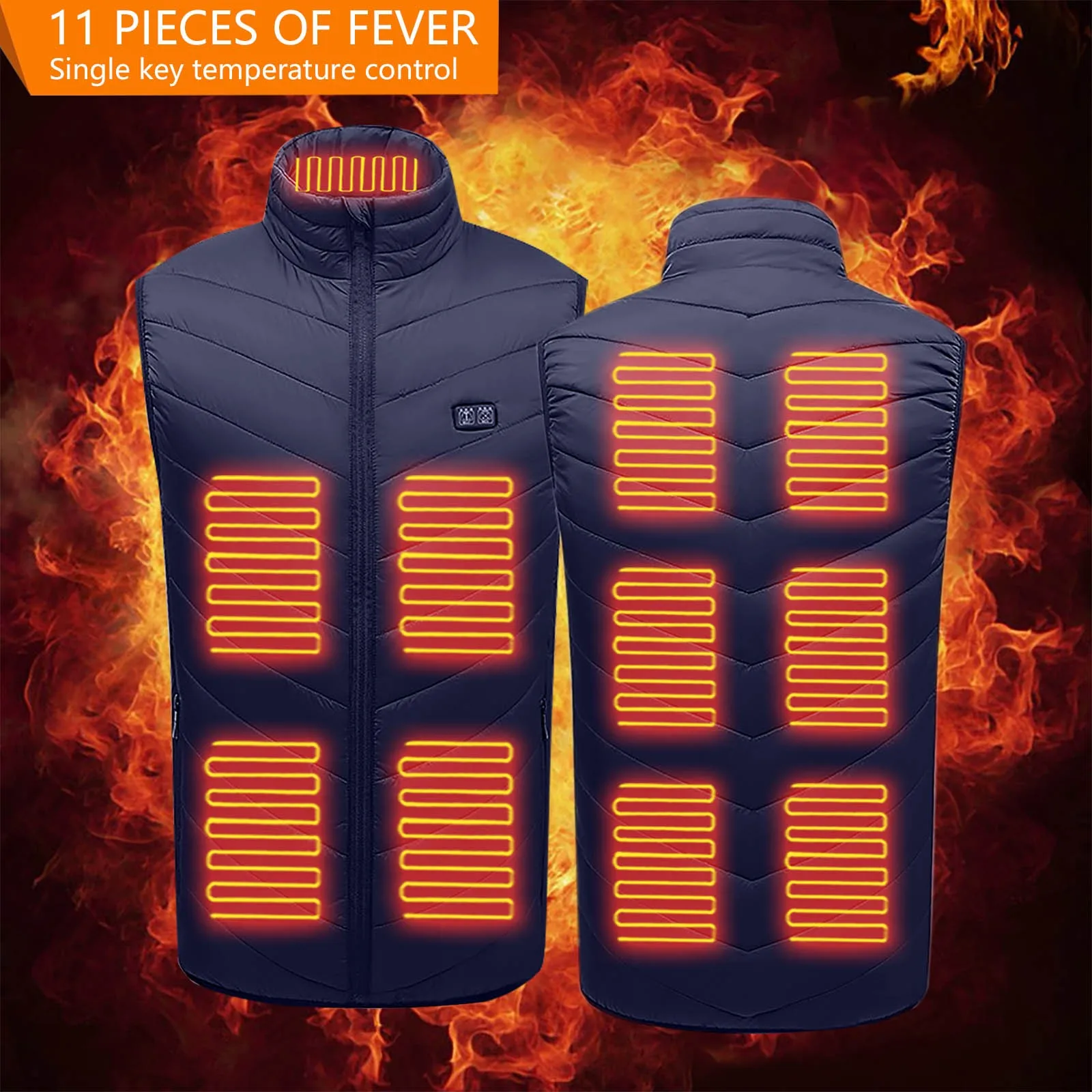 2024 New Men USB Infrared 11 Heating Areas Vest Jacket Winter Oversize Electric Heated Waistcoat For Sports Hiking