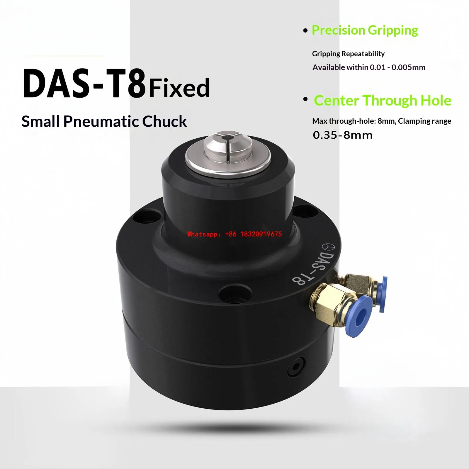Cyclmotion CNC DAS-T8 Stationary Pneumatic Chuck – Compact Vertical Air-Operated Chuck
