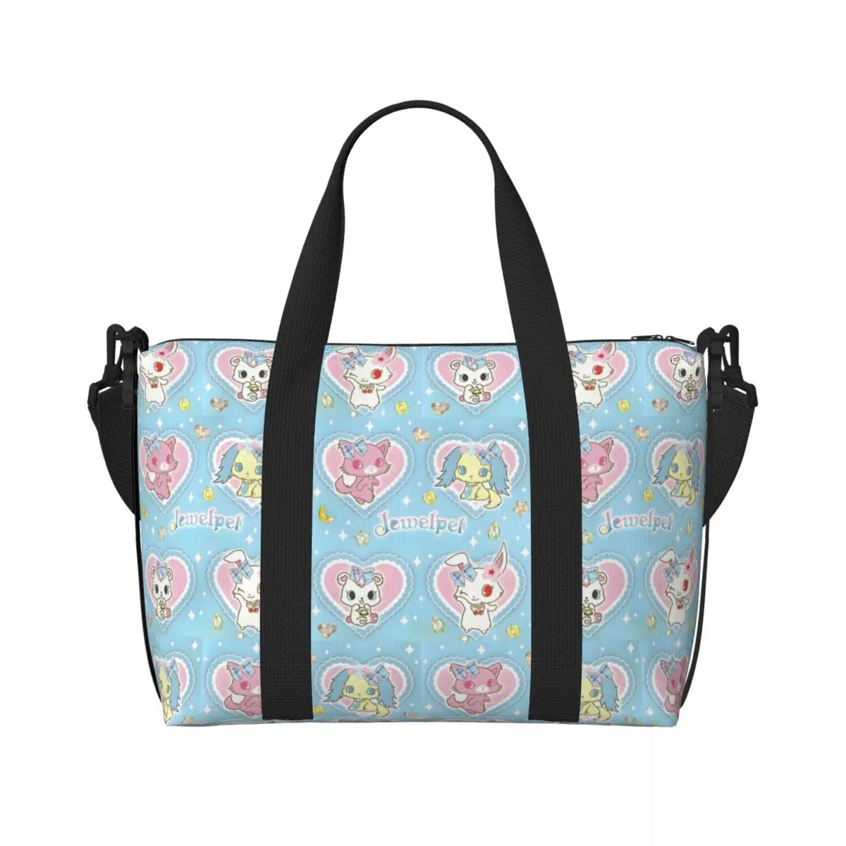 

Custom Sanrio Anime Jewelpet Groceries Shopping Tote Bag Women Large Capacity Cute Cartoon Gym Beach Travel Bags
