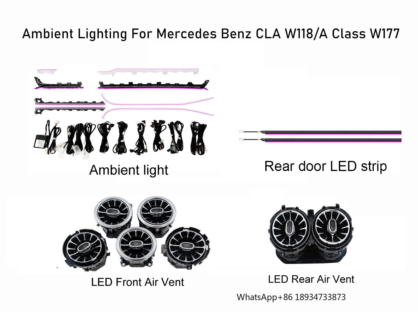 W177 RHD الضوء المحيط لمرسيدس بنز فئة 2019 -2025 محرك اليد اليمنى ملحقات ترقية LED الداخلية #2
