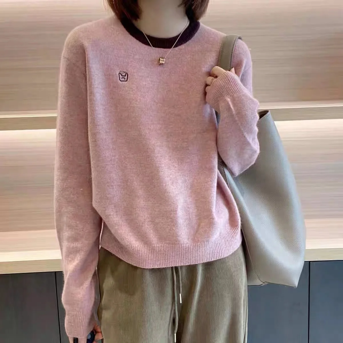 2023 New Fashion Colored Embroidered Cashmere Sweater Spring Autumn Winter Women's Fashion Comfortable Cashmere O-Neck Pullover