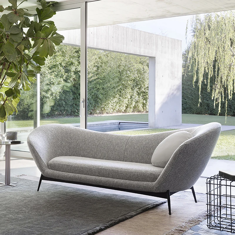 

Modern minimalist living room sofa minimalist fabric sofa three-seat gray