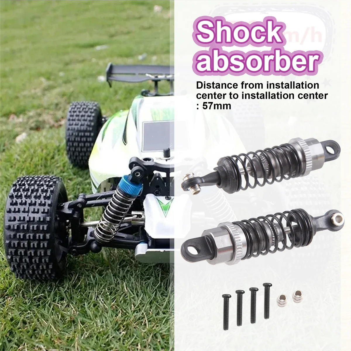 BAAA-2 Pcs น้ํามันปรับ 65 มม.โช้คอัพ Damper สําหรับ Rc รถ 1/18 WLtoys A959 A969 A979 K929 Hpi Hsp Traxxas Losi