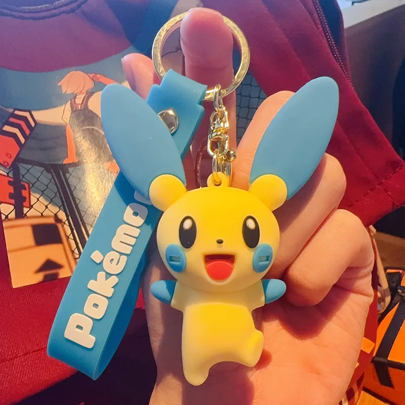 Pokémon Keychain Cartoon Pikachu and Ducklett Plush Pendant Car Keyring Creative Design