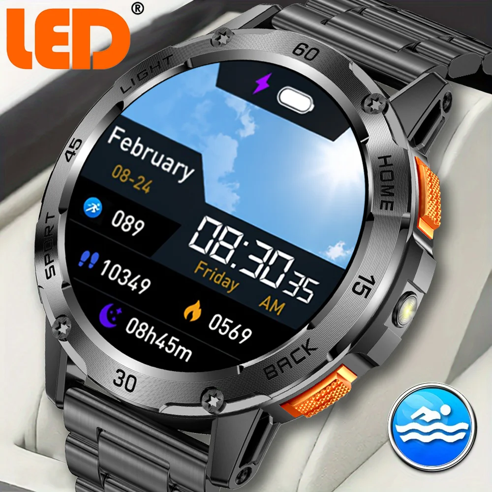 

Новая модель 2026 года: Мужские умные спортивные часы с беспроводными звонками, большим экраном 1,53 дюйма, аккумулятором 400 мАч и LED-фонариком
