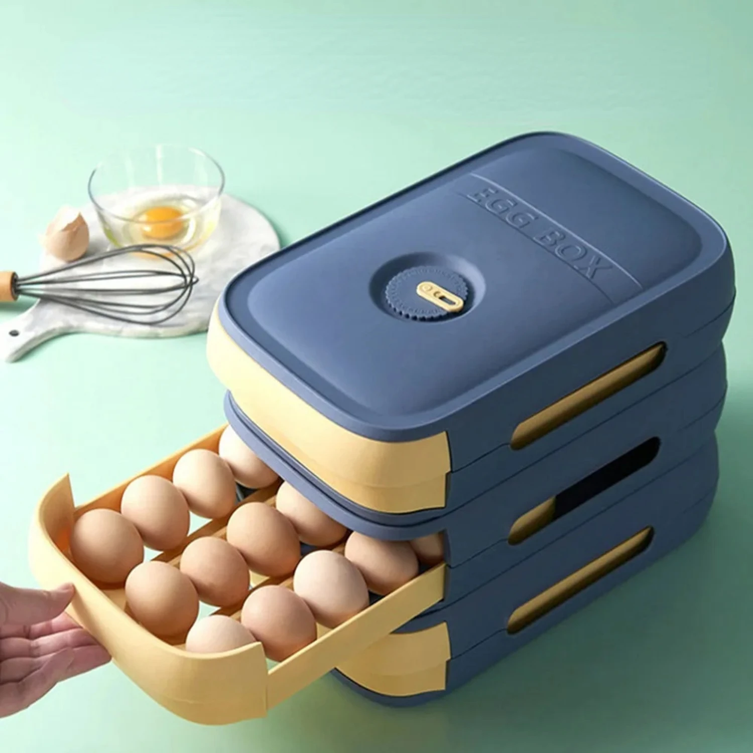 

Stackable Egg Container With Lid - Leak-Proof, Reusable Plastic Drawer Organizer For Fridge & - Perfect For Eggs & Food Organi