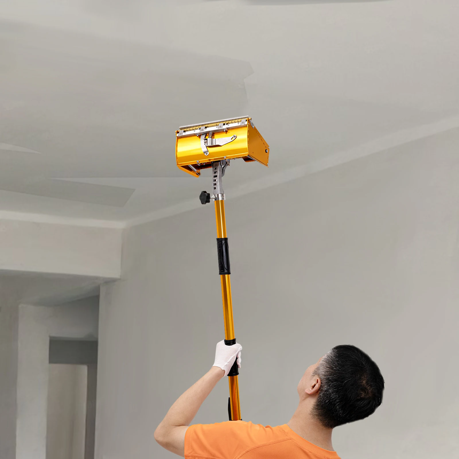 Adjustable Drywall Flat Finishing Box Tool, Extendable Handle Wall Repair Putty Box for Home Wall Painting Finishing