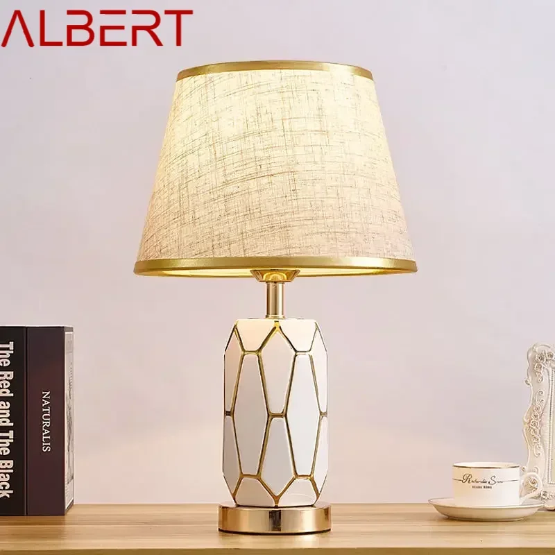 ALBERT Contemporary Ceramics Table Lamp LED Creative Fashion Dimming Desk Light for Home Living Room Bedroom Bedside