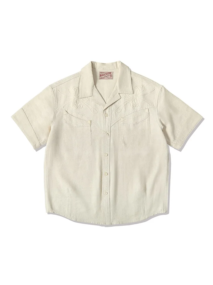 

MBBCAR Western Series Узкая ширина 8 унций Cus Woven Hemp Blend Cuba Collar Vintage ort Sve irt Дышащий летний молодежный...