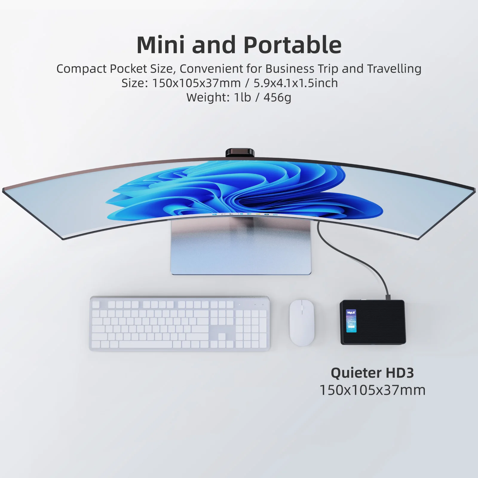 MeLE QuieterHD3 Fanless Mini PC Intel Celeron N5105 8GB 128GB Windows 11 Pro M.2 NVMe SSD Computer 4K HDD Gigabit Ethernet PXE