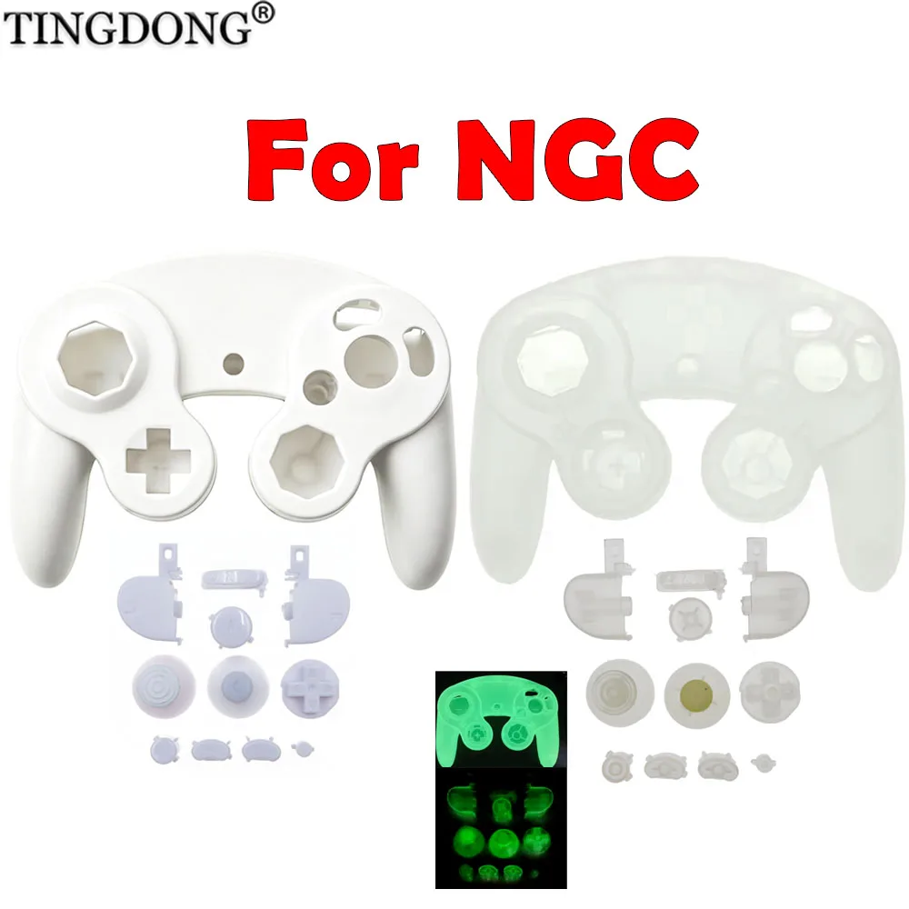 Für NGC Gamecube Controller Weißes Nachleuchtendes Gehäuse Schutzhülle und Ersatzknöpfe