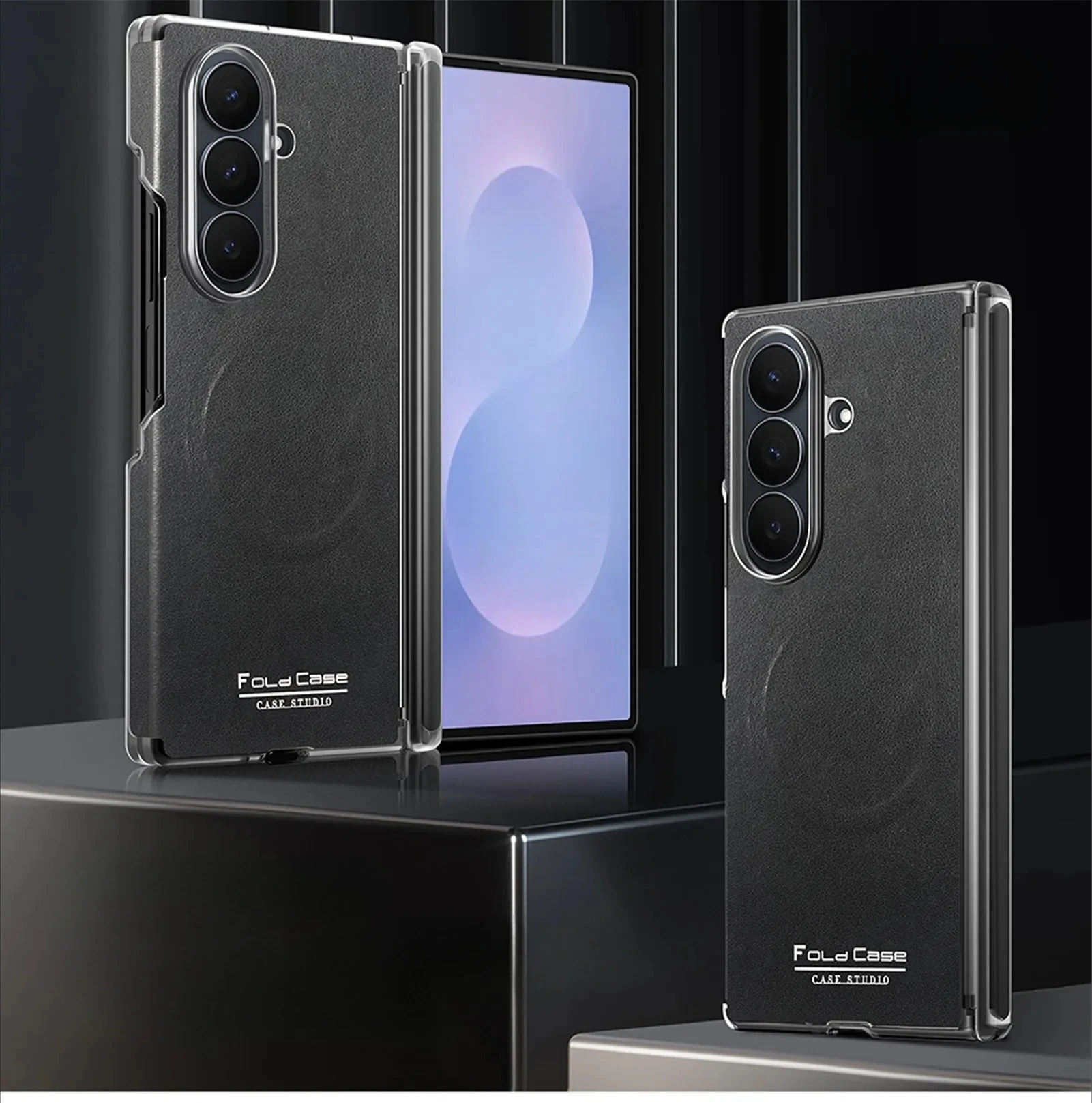 Luxury Leather For Magsafe Magnetic Phone Case for Samsung Galaxy Z Fold 8 Ultra 7 6 5 4 Wireless Charging Protection Cover