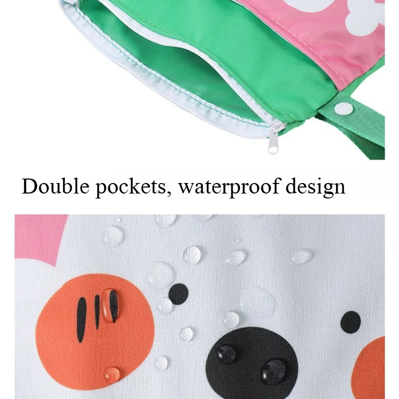 Моющаяся сумка для влажной/сухой уборки, подвесная сумка для коляски, аксессуар, подходит для детских подгузников, водонепроницаемая и многоразовая с двойными молниями