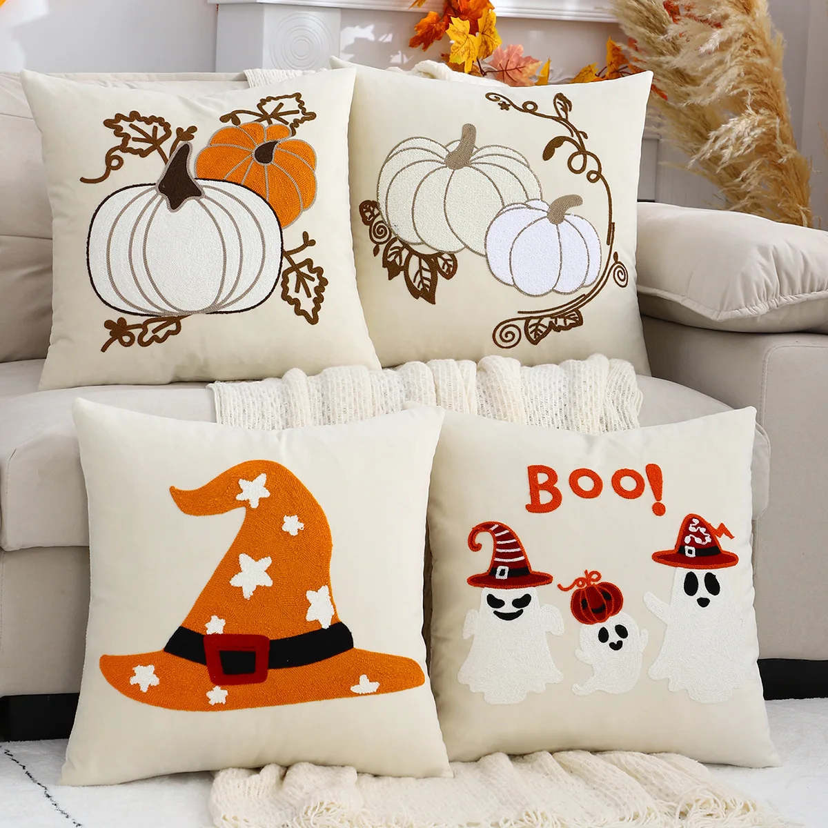Halloween Pillowcase Without Core Plush Cushion Festival Decoration Living Room Sofa Bedroom Pillow Cover