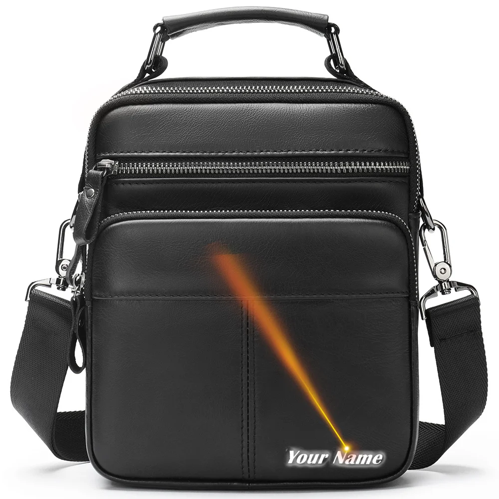 

Сумка на плечо мужская из натуральной кожи, маленький мессенджер через плечо с боковой лямкой, винтажный черный