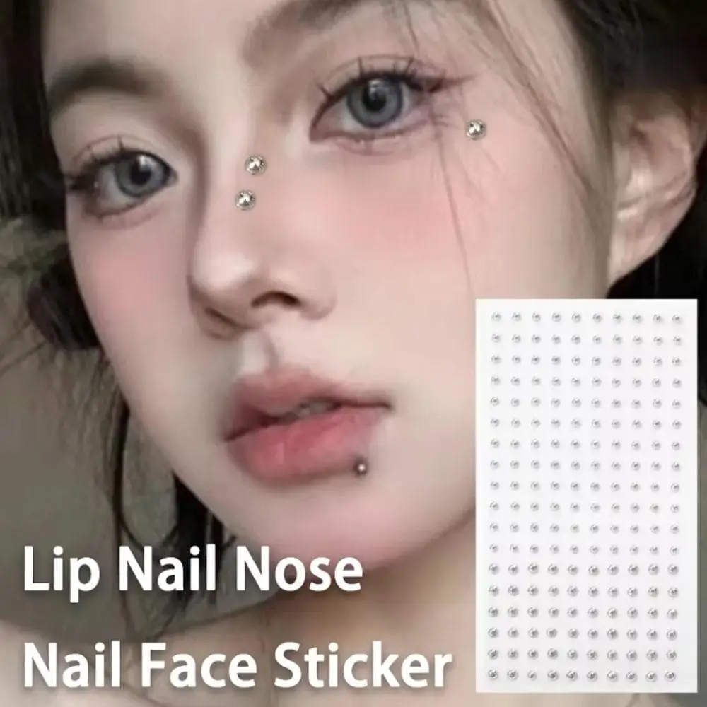 1-10Sheets Silvery Fake Lip Eyebrow Ear Stickers Non Piercied Earring Studs Teens Hip hop Fake Nose Nails Ring Body Belly Button