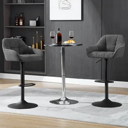 2 unids/set taburetes de Bar taburete de mostrador de bistró ajustable en altura con reposapiés acolchado giratorio respaldo cordón de chenilla sillas de cocina