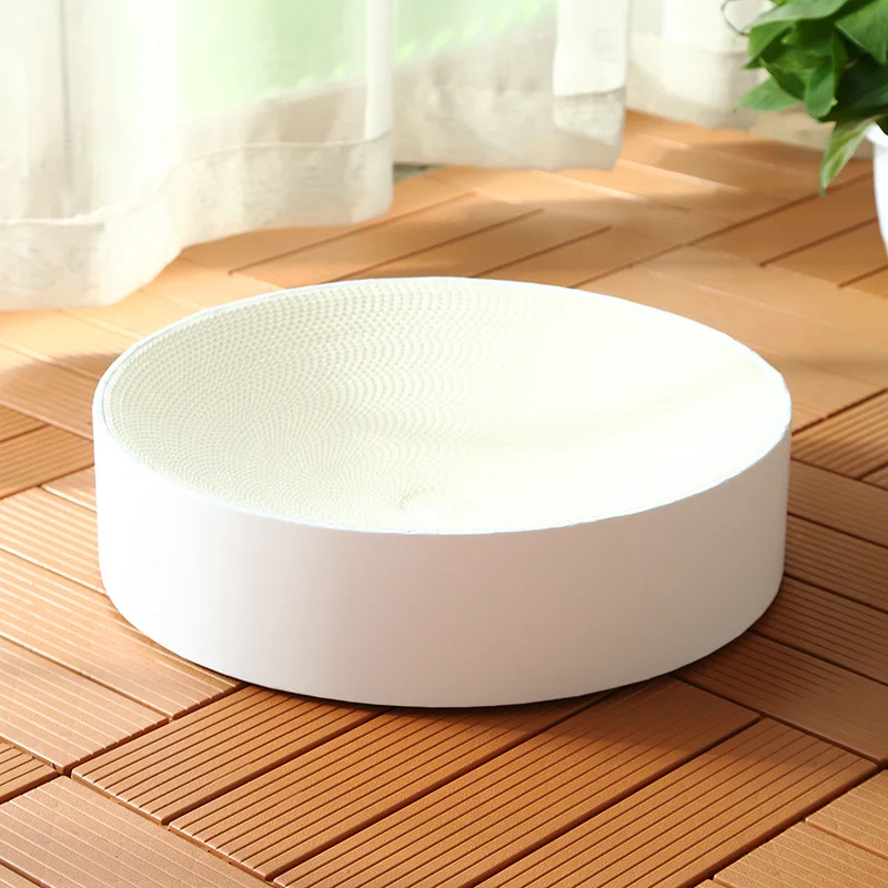 Round White Corrugated Paper Scratch Resistant Bed Compass Round Board Pet Toy In Stock Cat Scratching Bowl